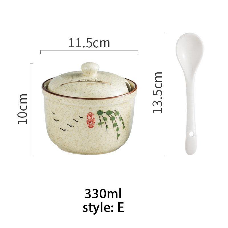 Керамическая банка для приправ с крышкой и ложкой, кухонные банки для специй для соли/сахара/перца, японский стиль, коробка для хранения приправ, чай
