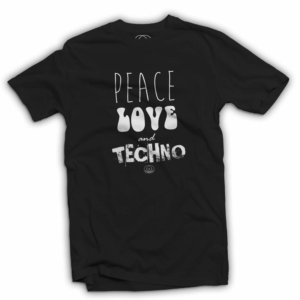 Peace Love and Techno T-Shirt Mens Womens Tees Top - Acid House Music Race Old Skool