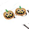 Style Zinc Zinc Alloy Pumpkin Stud Earrings Halloween Ear Stud Rhinestone Pumpkin Earrings Women's Earrings