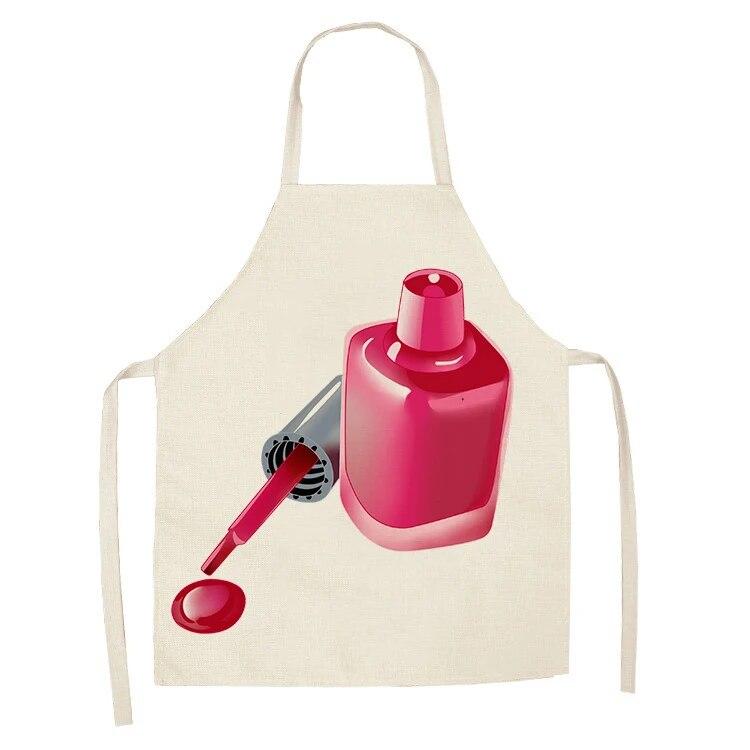 Sleeveless Linen Apron Men and Women Household Cleaning Tools Apron Nail Polish Ladies Perfume Printing Kitchen Apron