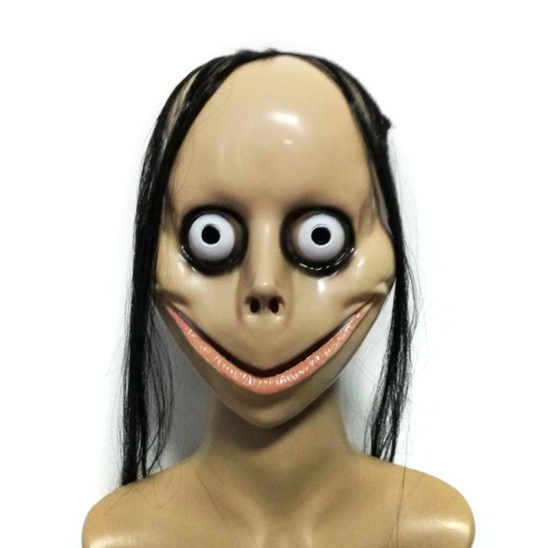 New Halloween Horror With Long Hair Mo Mo Mask Funny Mask V-Shaped Mouth Mask