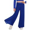Girls Competition Dance Pants: Elastic Waistband Wide-Leg Mesh with Built-In Briefs for Lyrical Performance