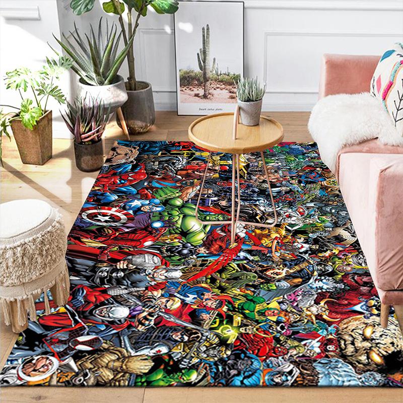 1Pc Superhero Comic Collage Rug, Office Carpet Indoor Outdoor Doormat, Non-Slip Soft, Living Room, Christmas Halloween Gift. M928666