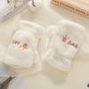Womens Warm Fleece Lined Half-Finger Gloves With Embroidered Letters Winter Indoor Office Study