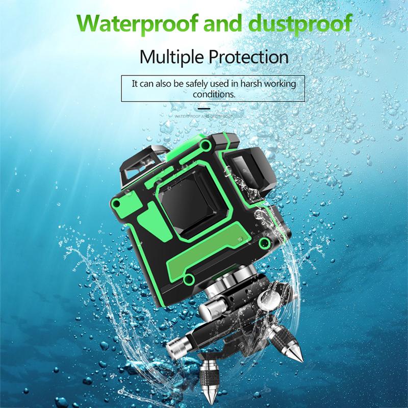12 Lines 3D Level Green Line Self Leveling 360 Degree Horizontal Vertical Cross Lines Level Machine