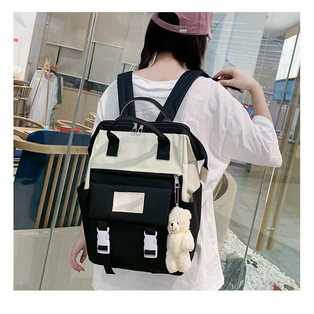 4 Pcs School Backpack Large Capacity Multi Pocket Student College Bookbag Set with Tote Bag Cross Body Bag Pencil Case