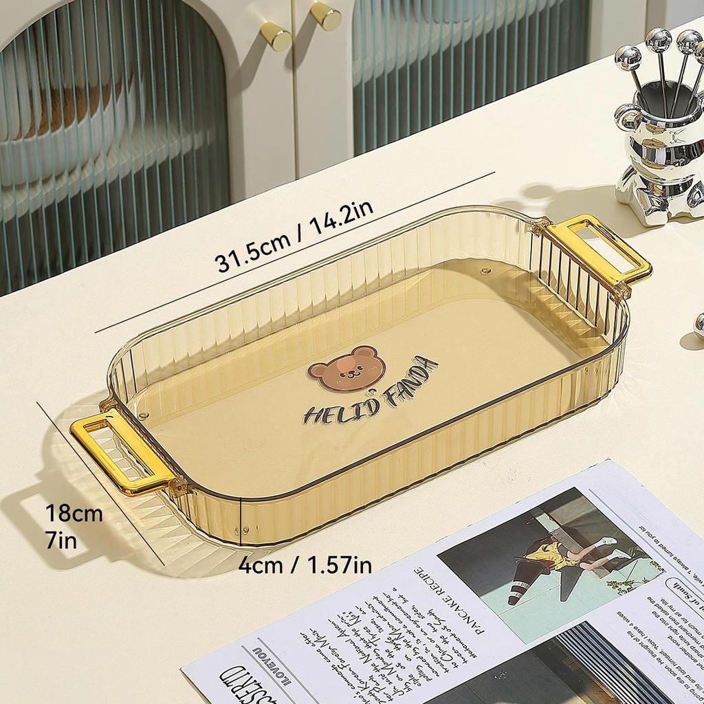 Пластиковый сервировочный поднос с ручкой Поднос для фруктов для гостиной Чайный поднос Прозрачный Обеденная тарелка Кухонный