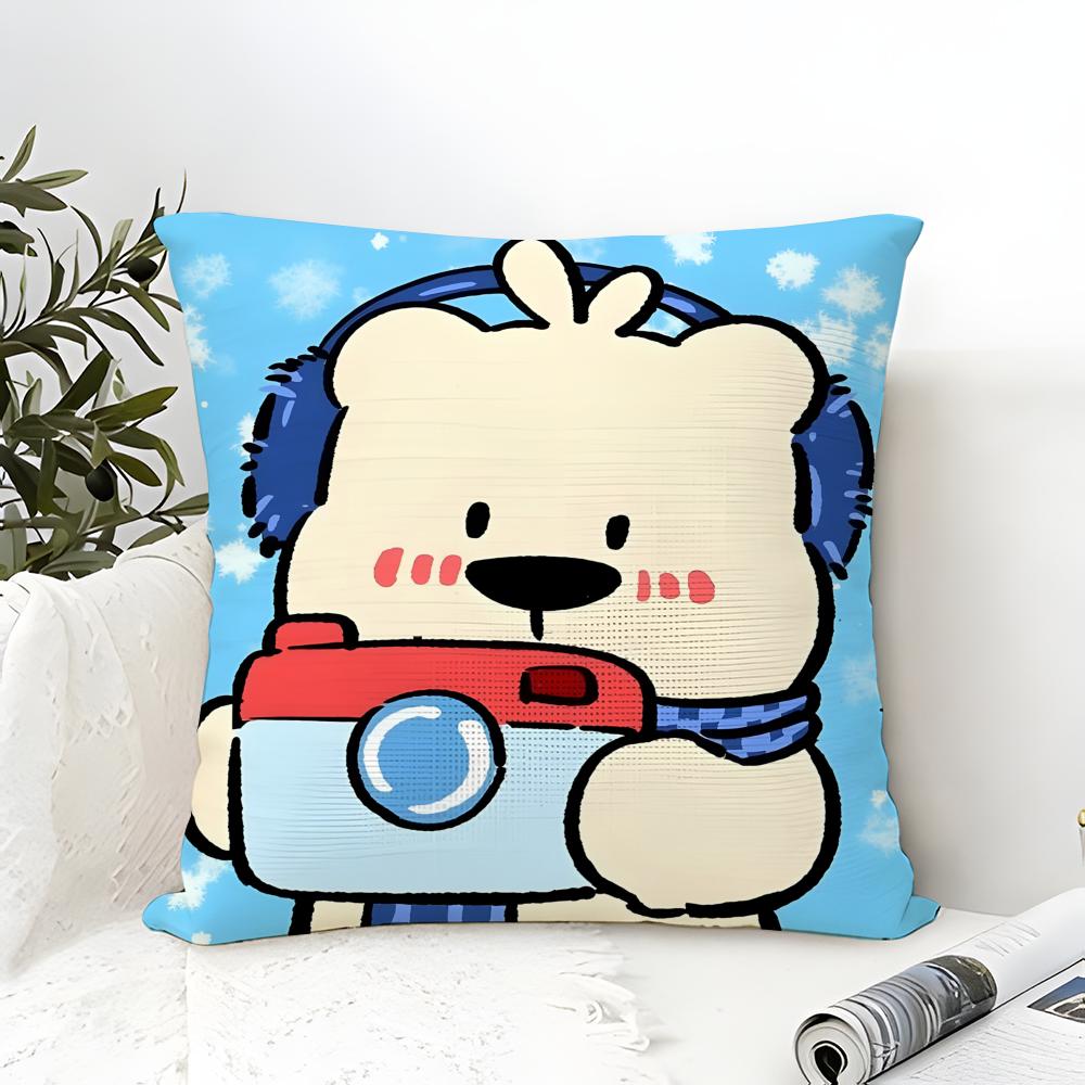 Funny Interesting Polar Bear Illustrations Pillow Case Cotton Linen Fabric Square Zipper Pillowcase Home Decorative Living Room