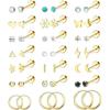 ORAZIO 21 Pairs Earrings Set Stud Earrings 20g Hoop Earrings 18g First Piercing Ladies Cartilage Piercing Ring Earrings Leave It On Surgical Stainless