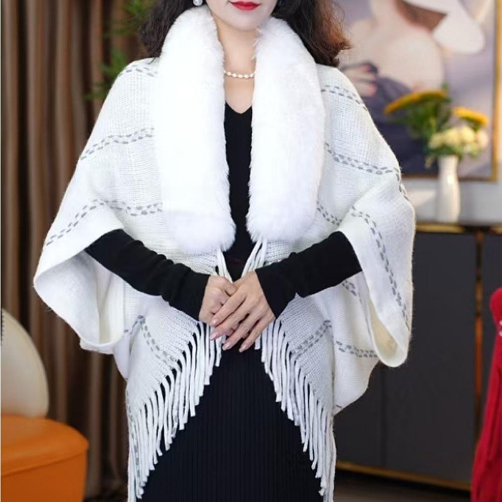 Knitted Plush Wraps Scarf Winter Warm Tassel Loose Shawl  for Evening Dresses Wedding