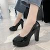 Мода 2024 Весна Лето Осень Мода Одиночная обувь Круглый носок Легкий вырез Телесный цвет Женская Универсальная Сексуальная Толстый каблук Высокие каблуки