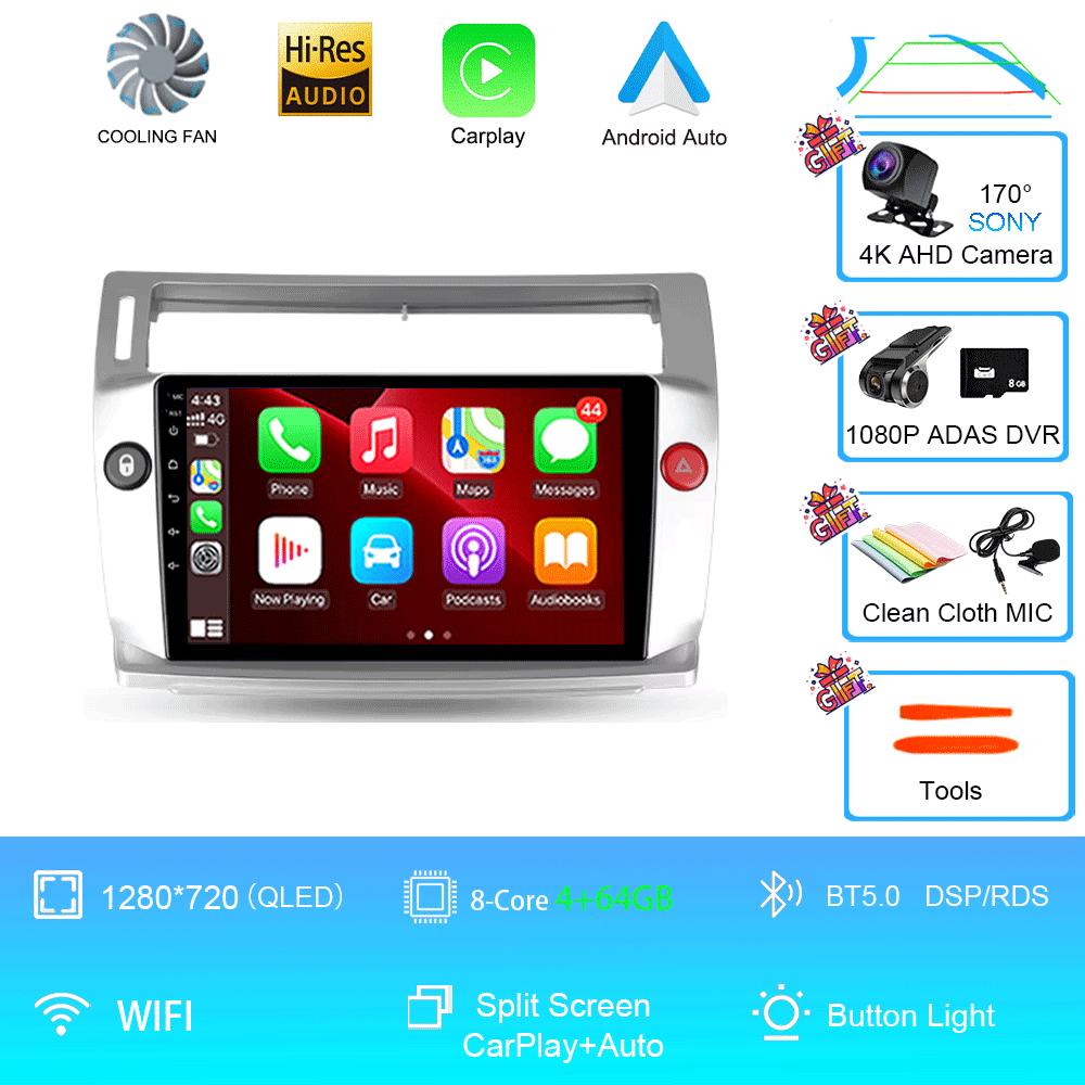 Android 14 Для Citroen C4 C-Triomphe Quatre 2004-2014 Автомагнитола Мультимедиа Видео Carplay 2Din DVD Головное устройство Стерео Динамик Аудио