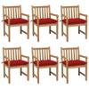 Day and Night - Day and Night Garden Chairs 6 Pcs Solid Teak Wood Red Cushions