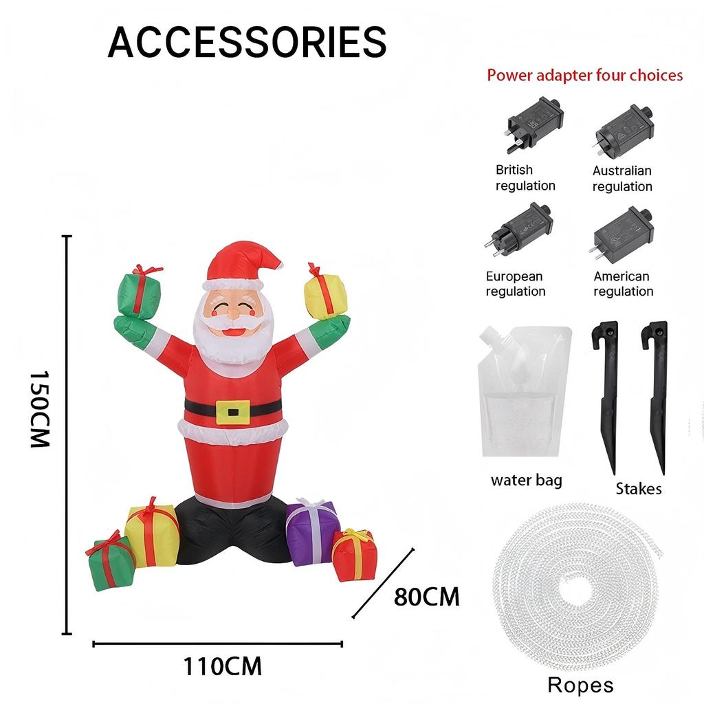4.92FT Inflatable Toy Santa Claus Colorful Gift Box with LED Lit Xmas Yard Party Decoration Christmas Home Supplie Ornament Gift