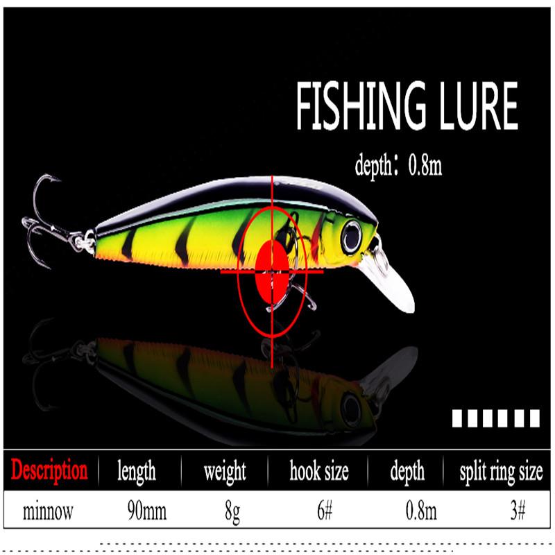 FTK Искусственная приманка для рыбалки Mino, жесткое крепление, гольян, 7 цветов на выбор, 9 см, 8 г, глубина 0-0,8 м, профессиональное качество, популярная модель