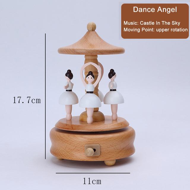 D2 Carousel Musical Box Wooden Music Box Wood Crafts Retro Birthday Gift Vintage Home Decoration Valentine's Day Gift Girlfriend