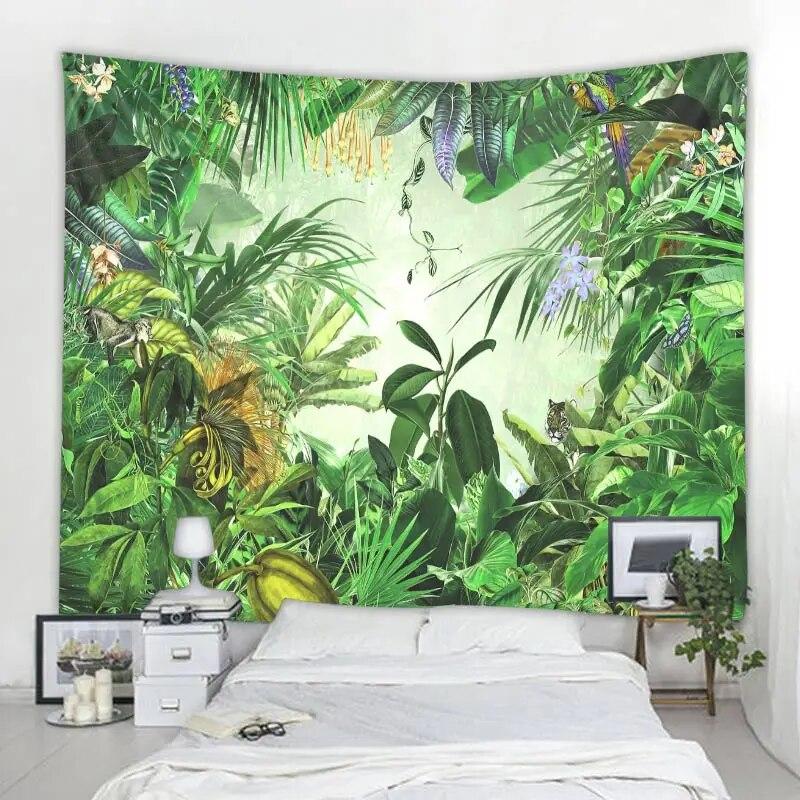 Настенный гобелен с тропическими джунглями и животными, украшение для дома, гобелен, пляжное полотенце, коврик для йоги, гобелен