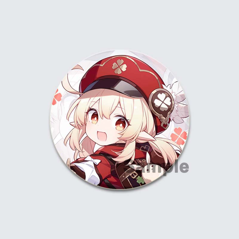 32/44/58mm Game Anime Genshin Impact Pin Fun Cartoon Cute Head Image Brooch Badge Bag Decor for Fans Collection Friends Gift Accessory