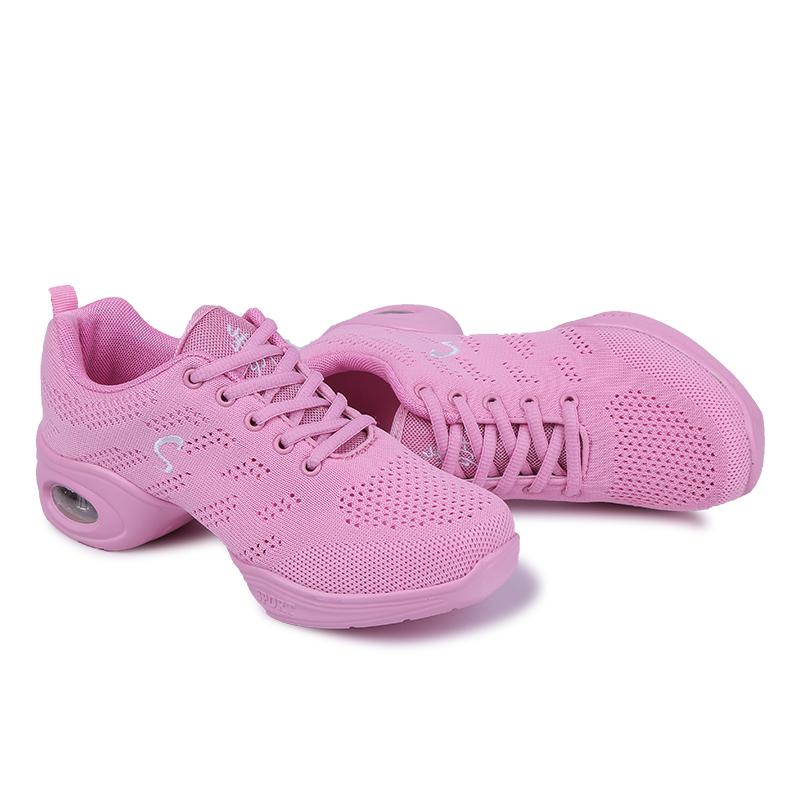 35-41 Туфли для современных танцев для женщин, сетка на мягкой подошве, вязаные, на среднем каблуке, балетные туфли для танцев, повседневная обувь