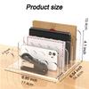 Acrylic Mail Holder 5 Compartments Clear Envelope Organizer Vertical Mail Storage Rack Multifunctional for Envelope Letter