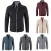 Mens Fleece Lined Cable Knitted Zip Up Cardigan Warm Winter Outerwear Jumper
