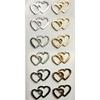 12 Autocollants 3D - Coeurs dorés et argentés