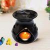Ceramic Clay Candle Operated Aroma Burner (Black; 9 Cm)