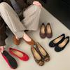 2025 New Round Head Flat Bottom Soft and Comfortable Doudou Women's Shoes Casual Versatile Bow Shallow Mouth Grandma Single Shoes Women