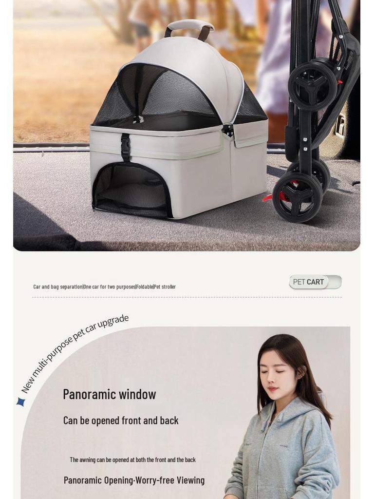 Lightweight Foldable Pet Stroller for Small & Medium Dogs and Cats - Detachable for Outdoor Walks