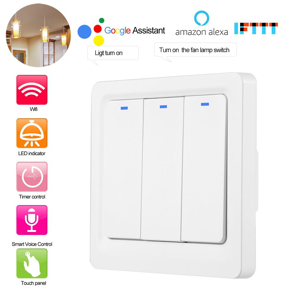 WiFi умный пульт дистанционного управления настенный сенсорный выключатель света для голосового управления Google Home EU 100-250 В