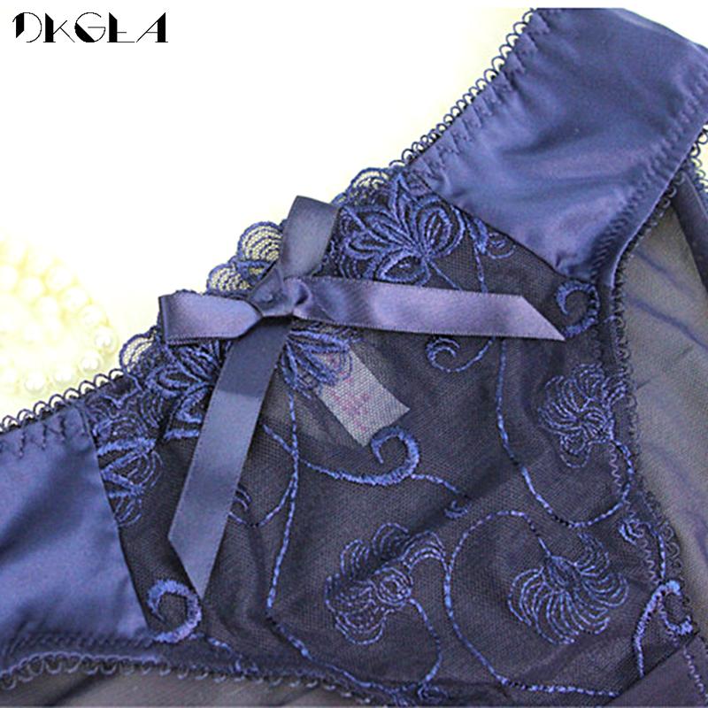 DKGEA Женский бюстгальтер с вышивкой размера плюс, комплект нижнего белья, сексуальный прозрачный кружевной комплект