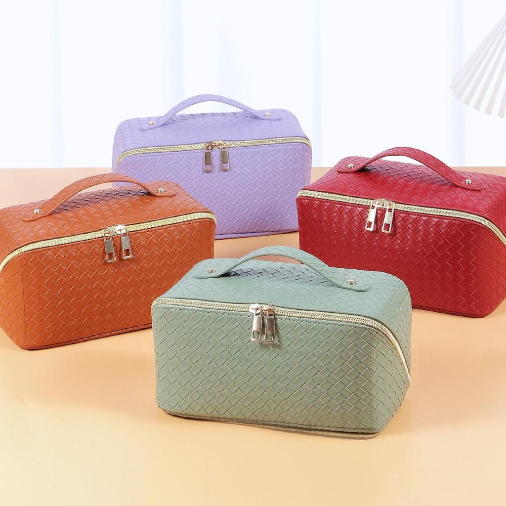 Эксклюзивная косметичка из искусственной кожи - вместительный, многофункциональный органайзер для косметики с тканым узором