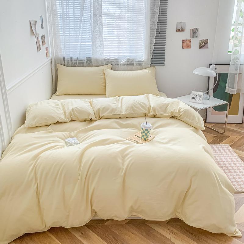 Сплошной цвет, хлопковый комплект из четырех предметов, матовые простыни, три комплекта