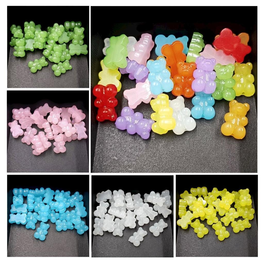 10 шт. Вертикальные отверстия светящиеся конфетные цвета DIY желейные бусины-медведи шпилька материал аксессуары ручной работы модный браслет ожерелье