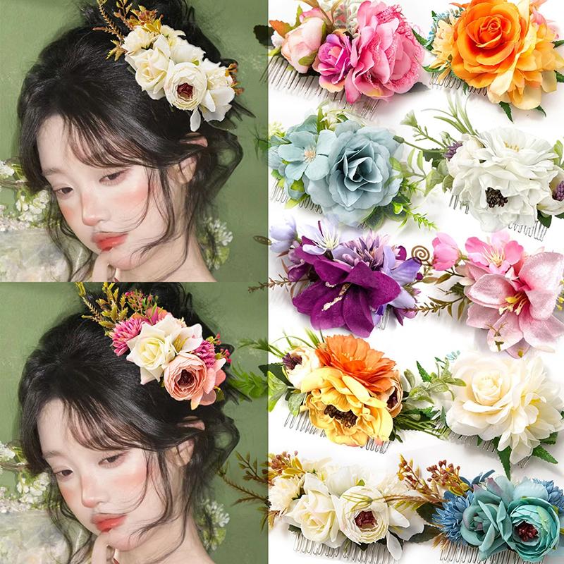 Свадебный гребень для волос Bohemia Brides, заколка, головной убор для подружки невесты, расчески для волос, аксессуары для волос для женщин, девушек, цветочные заколки