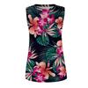 Женская повседневная футболка без рукавов с круглым вырезом и гавайским принтом