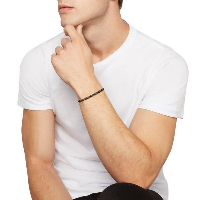 Bracelet - BREIL - B Fence - Acier IP Gun - Oeil de tigre J3140