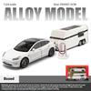 Модель Tesla Model3 в масштабе 1/24, сплав, буксировка дома на колесах, открывающиеся двери, украшения для детских звуковых и световых игрушек, для подарков мальчикам