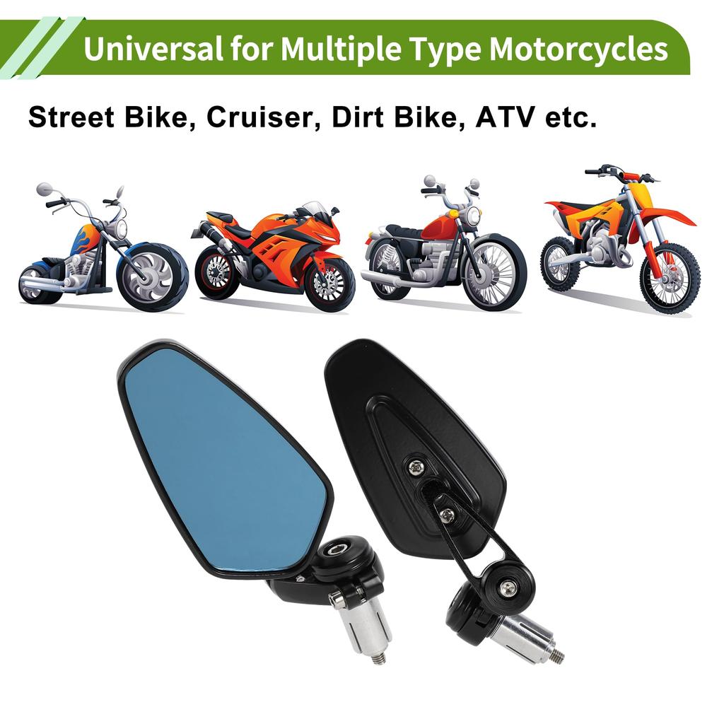 HOPESPANNER Универсальное мотоциклетное зеркало заднего вида Регулируемое боковое зеркало заднего вида Алюминиевый сплав 1 шт. Черный M6 Призматическая форма