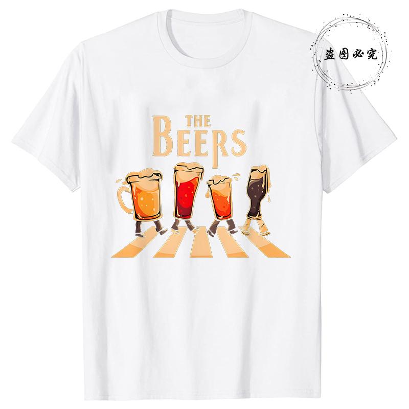 Мужские футболки Beers Printing Дышащие Брендовые Топы Уличная Мода Футболка Повседневные Летние Футболки Модные Мужские Футболки