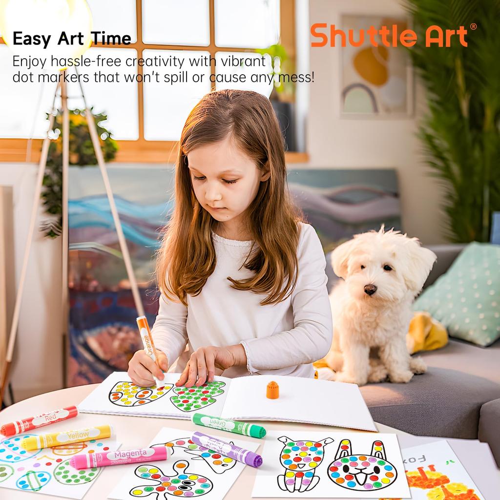 Shuttle Art Dot Marker Color for Includes 1 Coloring Easy to Great for and Gifts Pens, 30-Color Set, 12ml, Kids, Water-Based, Washable, Book, Grip,
