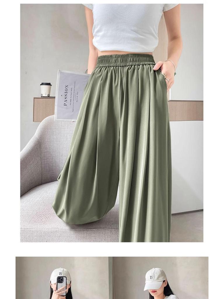 Ice Silk High Waist Wide Leg Sweatpants - Women's Summer Slimming, Loose Casual Pants