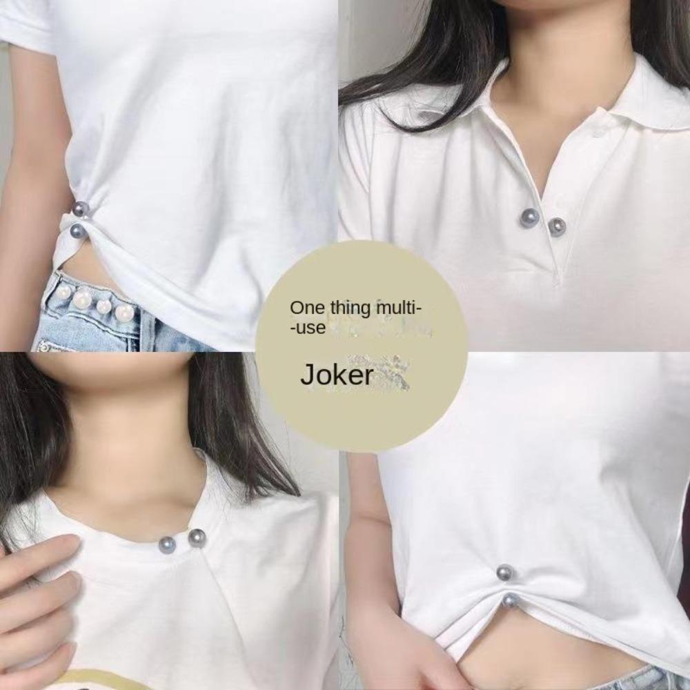 6Pcs Clothing Accessories Pearl Brooch Adjustable Double Head Pin Waist Clip Detachable Jewelry Accessory Tighten Waist Button