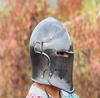 Grey Barbuta Helmet Medieval Knight Armor D Steel Visored Helmet for LARP, Cosplay Halloween Costume Warrior Helmet.
