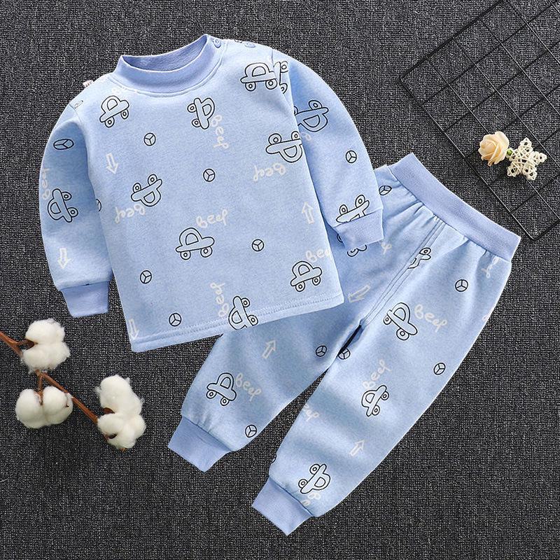Baby Thermal Underwear Set: Plush, Thickened Two-Piece Pajamas for Boys and Girls