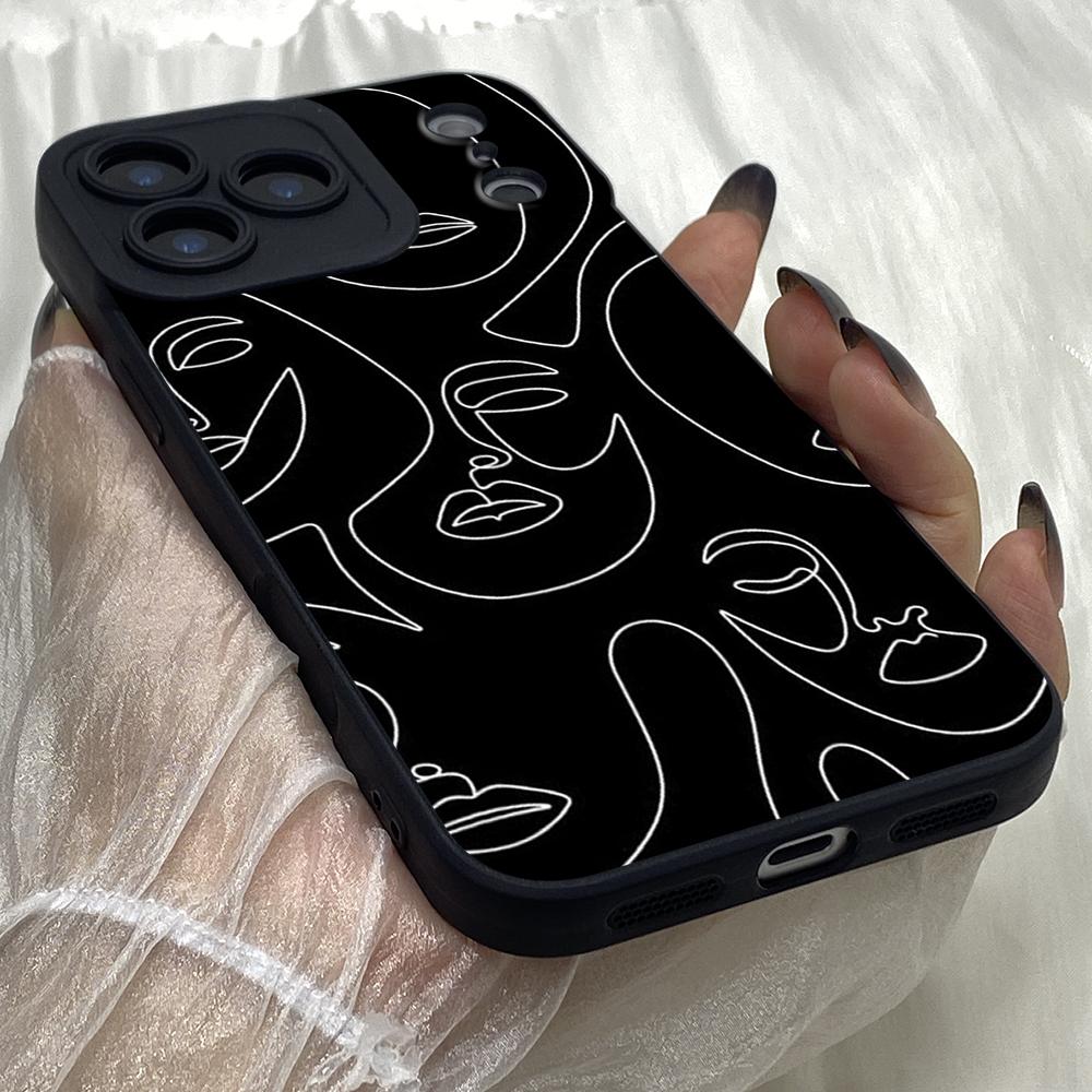M541 Abstract Line Face art Angel Eyes Soft Phone Case for iPhone Samsung Galaxy Xiaomi Rdemi Huawei Honor Infinix Realme OPPO vivo All Model TPU Case