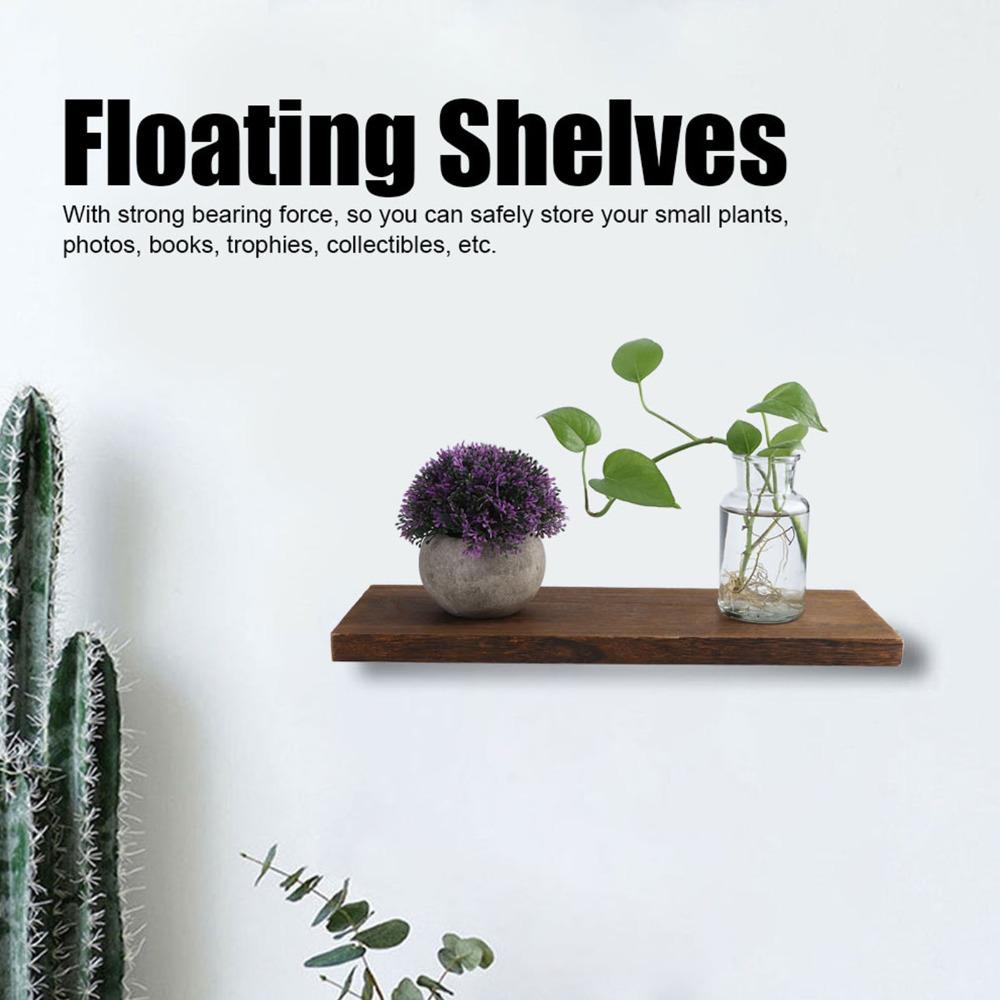 Brown Paulownia Wall Mounted Shelves Rustic Wood Storage Rack Display Rack Floating Shelf  Bedroom