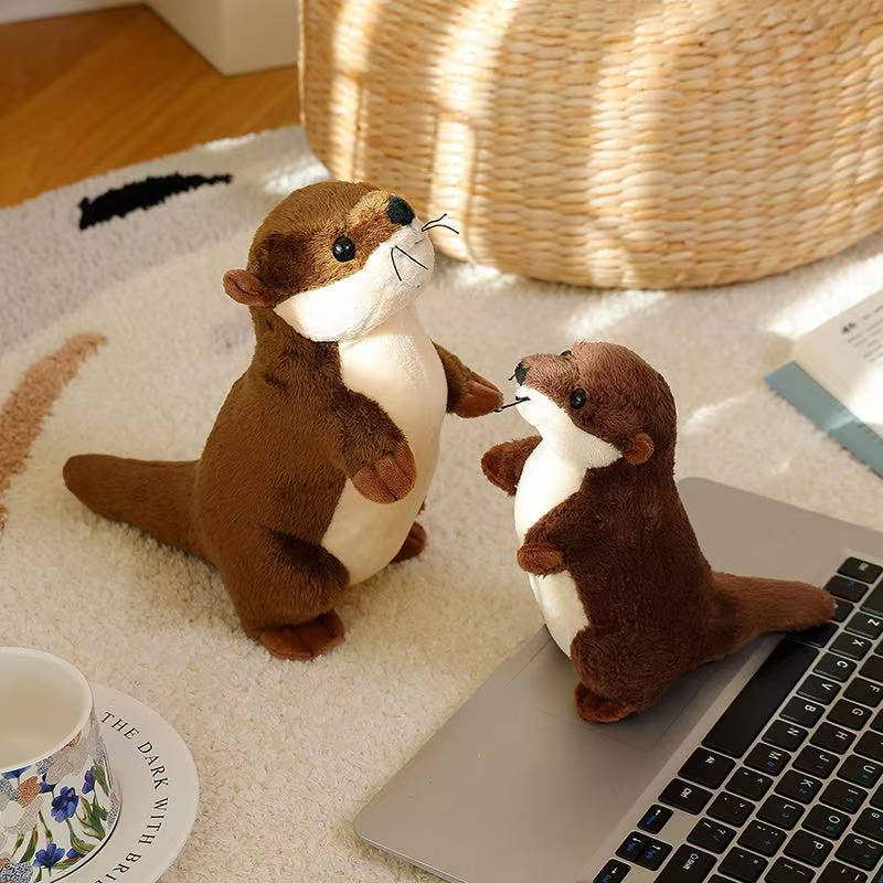 The Latest Simulated Standing Otter Figurine, Kawaii Plush Toy Doll, Cartoon Animation, Cute Children's Birthday Gift, Doll