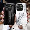 For Infinix Smart 8 4G Tempered Glass Case Marble Pattern Anti-Drop Phone Cover