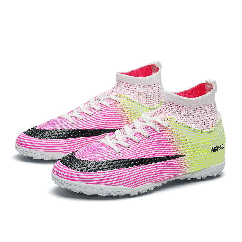 High-top Pink New Football Shoes Long Nails Broken Nails Youth Student Game Training Shoes Sports Shoes